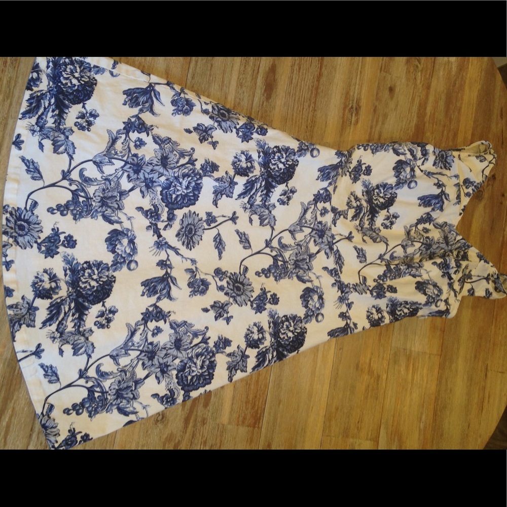 Blue and cream floral dress